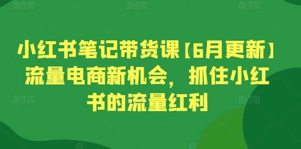 图片[1]-小红书笔记带货课【6月更新】流量电商新机会，抓住小红书的流量红利-学习可以让转运(赢)的资源库-kyrzy.com